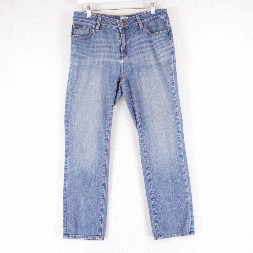 L.L. Bean Blue Size 8 Pet Denim Jeans 31/28 Mid Rise Whiskering Cotton Blend